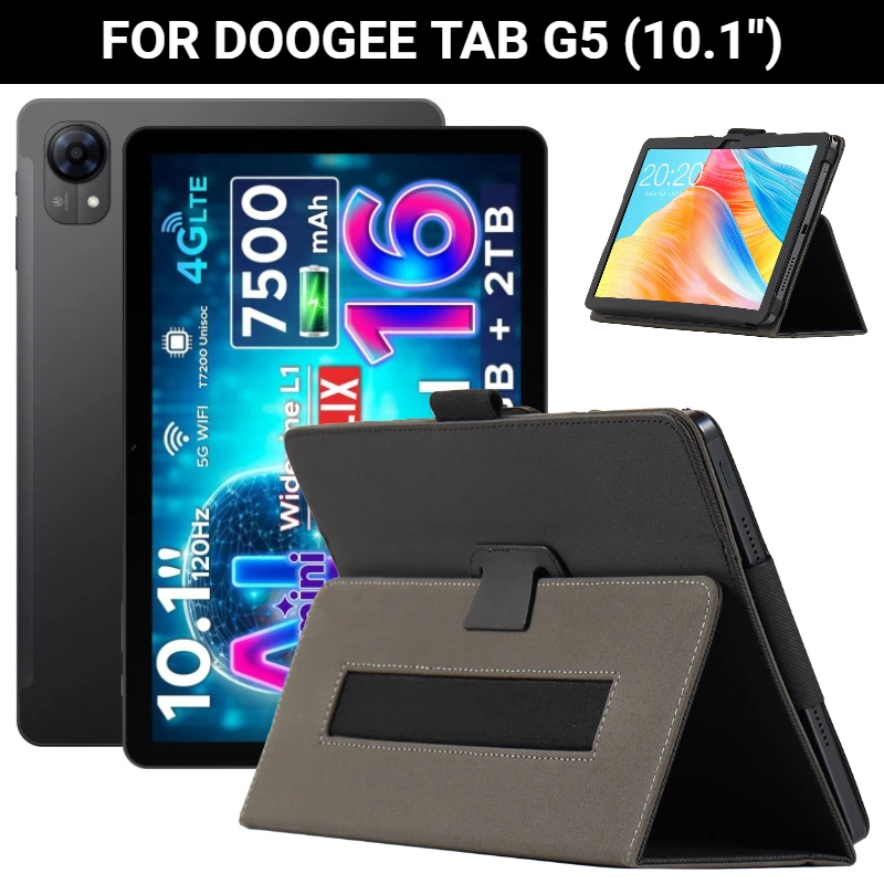 Premium 10.1 Tablet Case with Hand Strap - Full Protection PU Leather Stand Cover