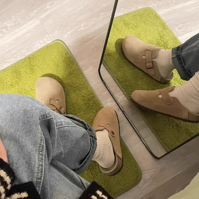 New Retro Fashion Women's Shoes Solid Color Soft Soled Slingback Shoes Round Toe Thick-Soled Suede Clogs Sandals Outdoor Beach 2