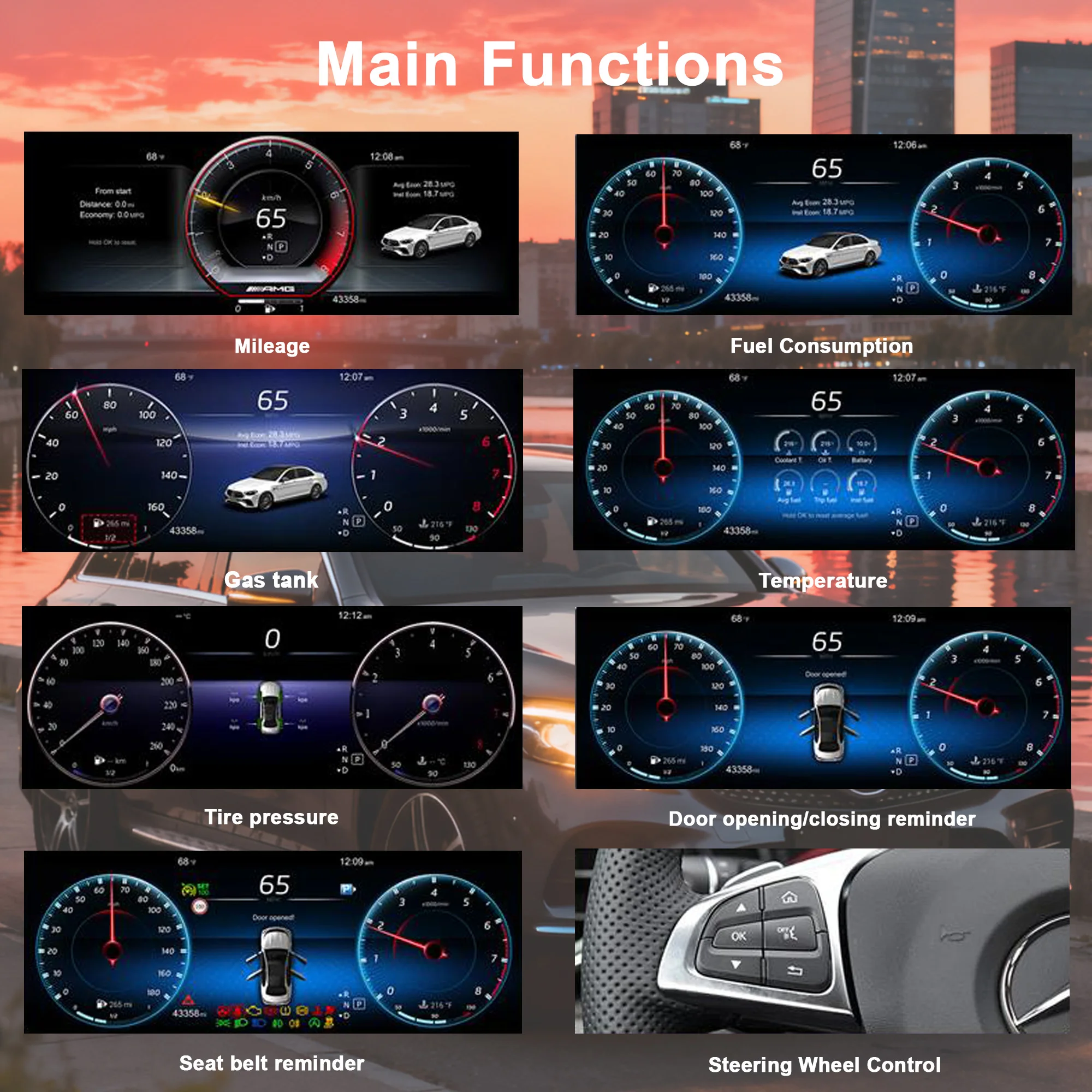 Digital Instrument Cluster For Mercedes Benz C200L C/GLC W205/W253 2015-2019 Spe