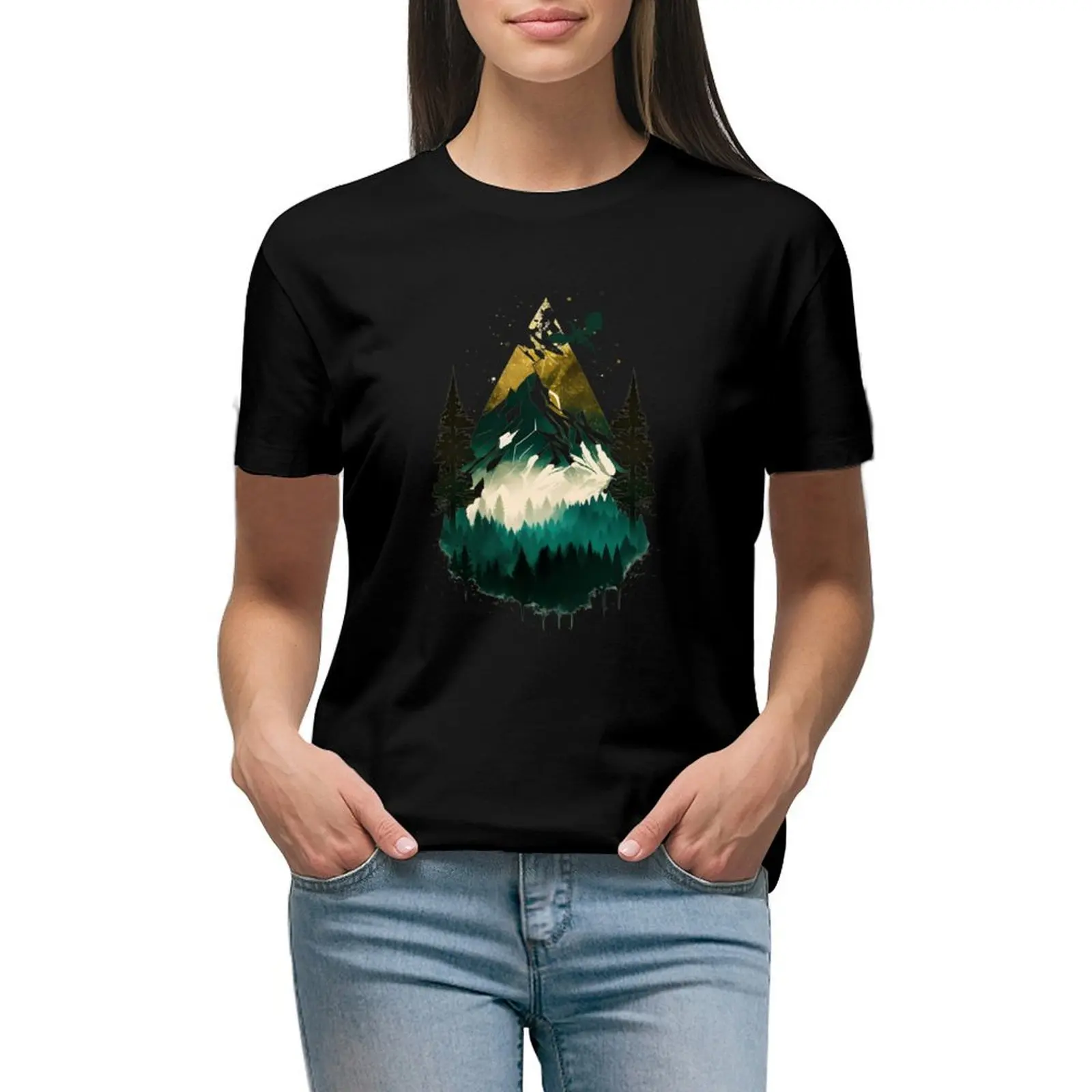 

The Lonely Mountain - Geometric - Dragon II - Fantasy T-shirt tops plus size tops lady clothes cropped t shirts for Women