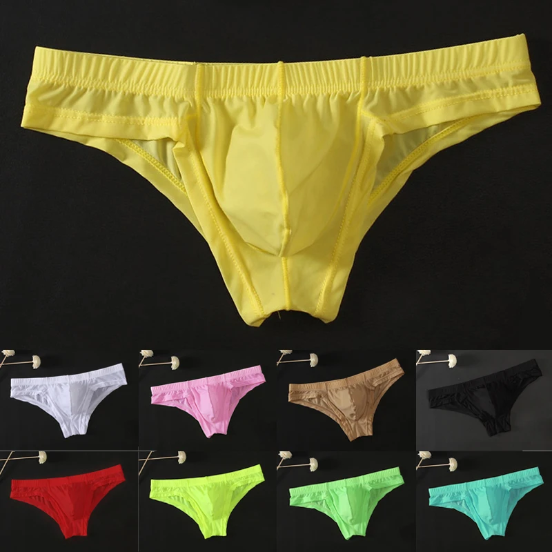 Description Picture 2 of itemHot Men's Sexy Ice Silk Skinny Briefs Comfy Breathable Low-Waist Underwear Men Ice Silk Breathable Low-waist Underwear
