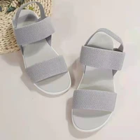 Sandales élégantes à talon bas pour femmes, chaussures orthopédiques à bout ouvert, couleur unie, nouvelle collection 2023, grandes tailles 25-45, chaussures décontractées à talon plat et épais 6