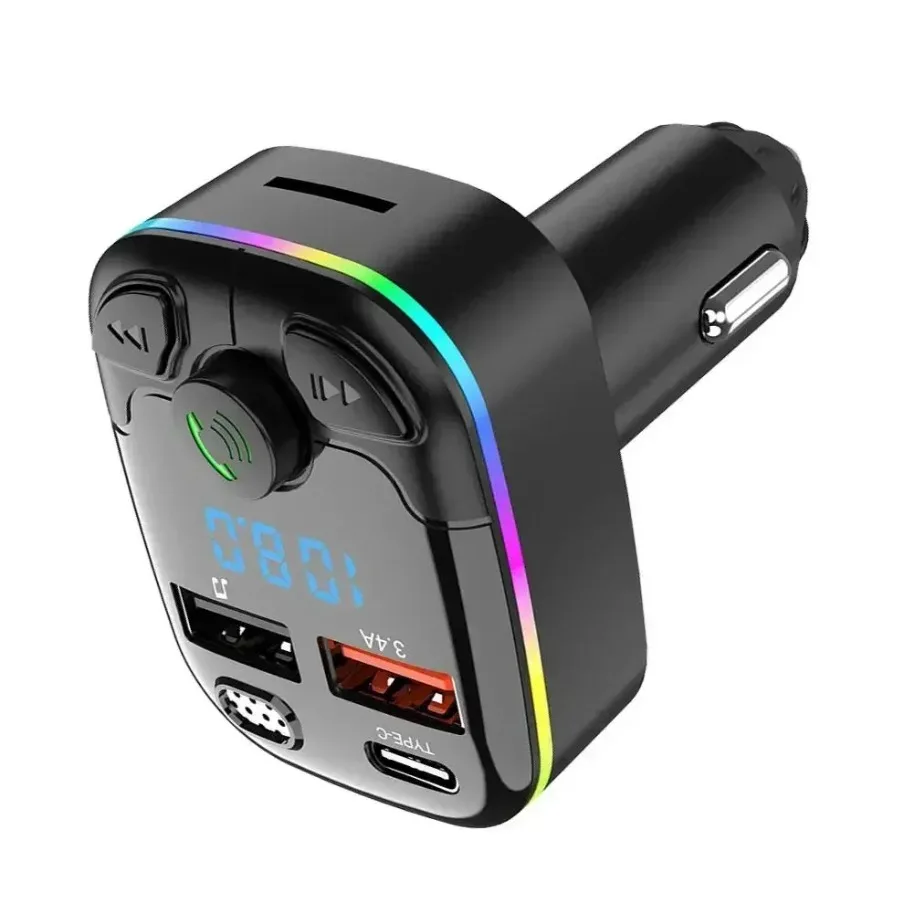 Car Wireless Adapter Bluetooth 5.0 FM Transmitter Mic Audio Receiver Auto MP3 Player 2.1A Dual USB Fast Charger Car Accessories