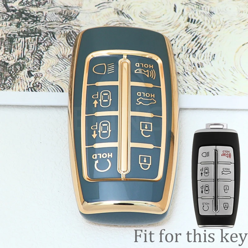 Premium TPU Car Key Case Cover with Keychain - 8-Button Protection and Style Accessory