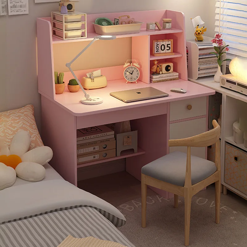 Desk, bookshelf, integrated computer desk, home bedroom, small table for students to learn to write
