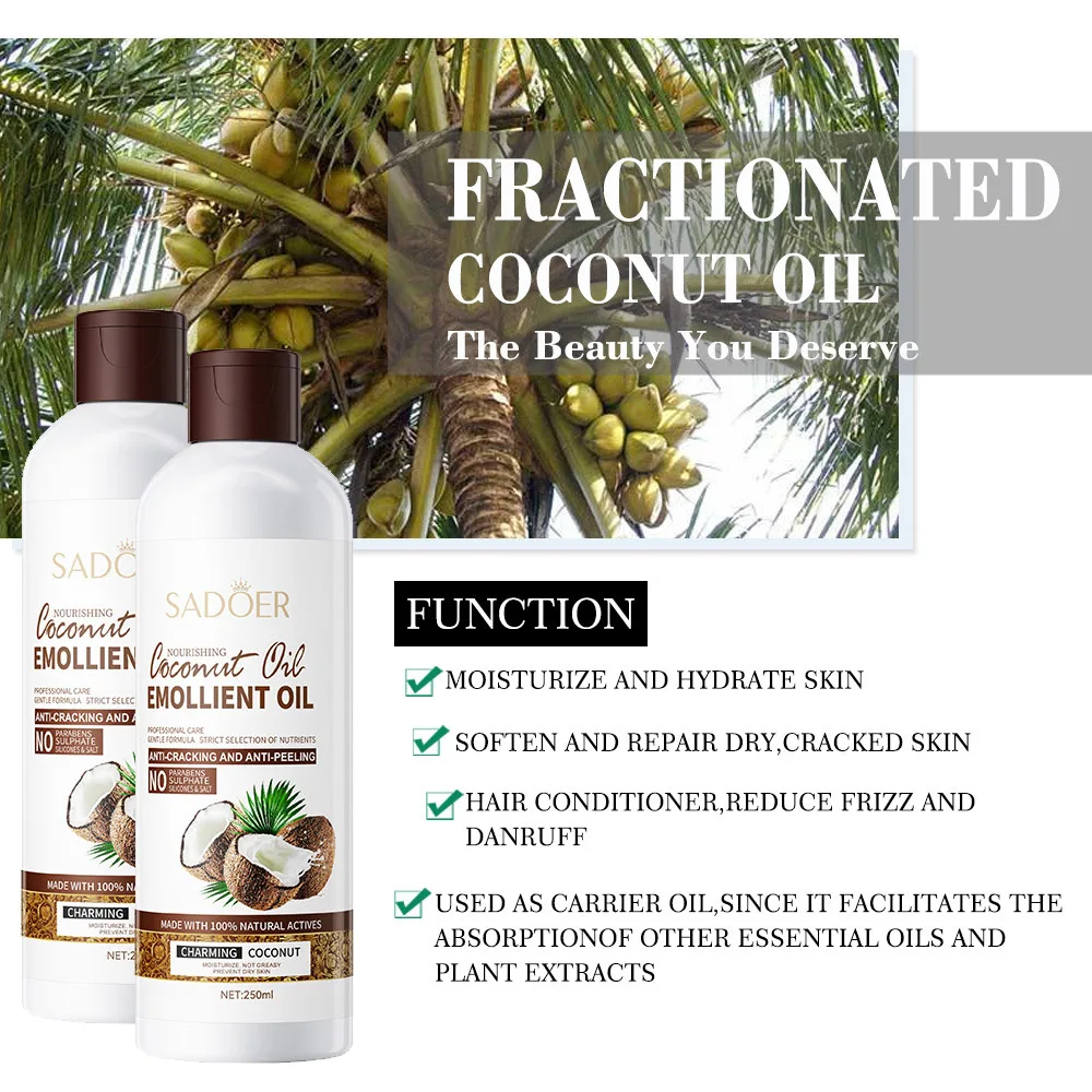 Coconut Emollient Oil SADOER Moisturizing Moisturizing Anti-drying Skin  Care Essential Oil