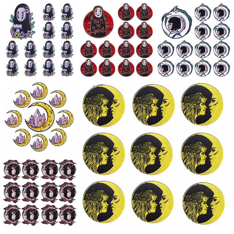 Prajna 10PCS Iron On Patches DIY Spirited Away Embroidered Patches On