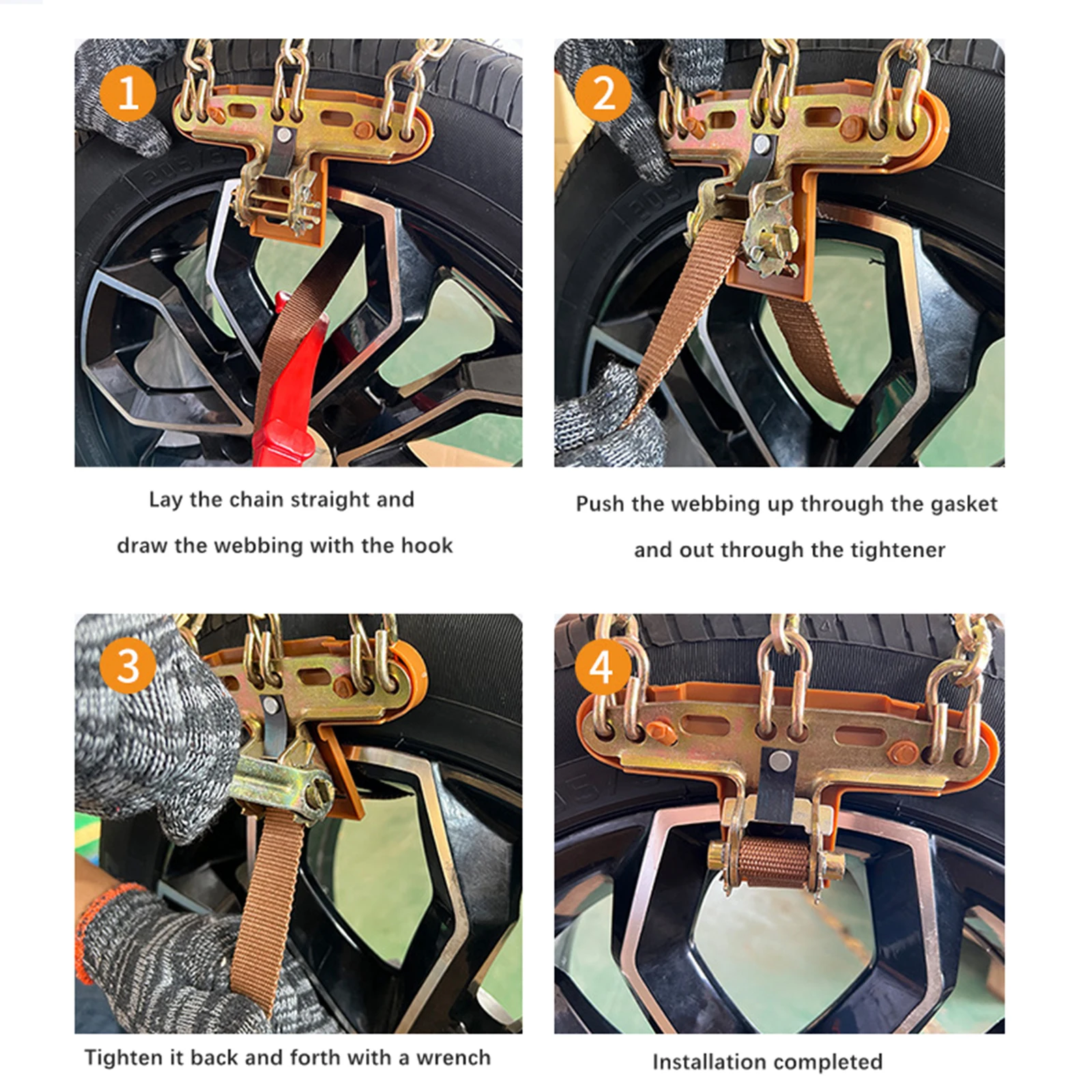 Anti Skid Tire Snow Chains Portable Tire Traction Chain for Cars Suvs Trucks Vehicles Emergency Car Chain For Snow and Ice