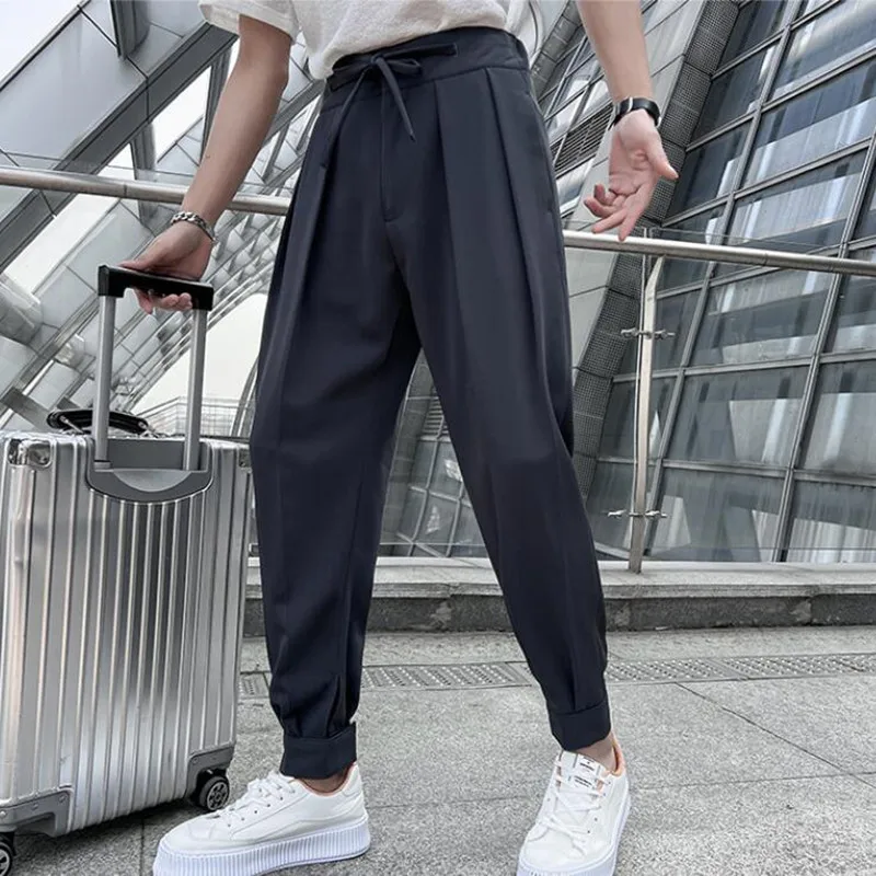 

Summer Men's Casual Pants Formal Male Business Design Cotton Western-style Trousers Loose Leisure Social Harem Pants 35 36