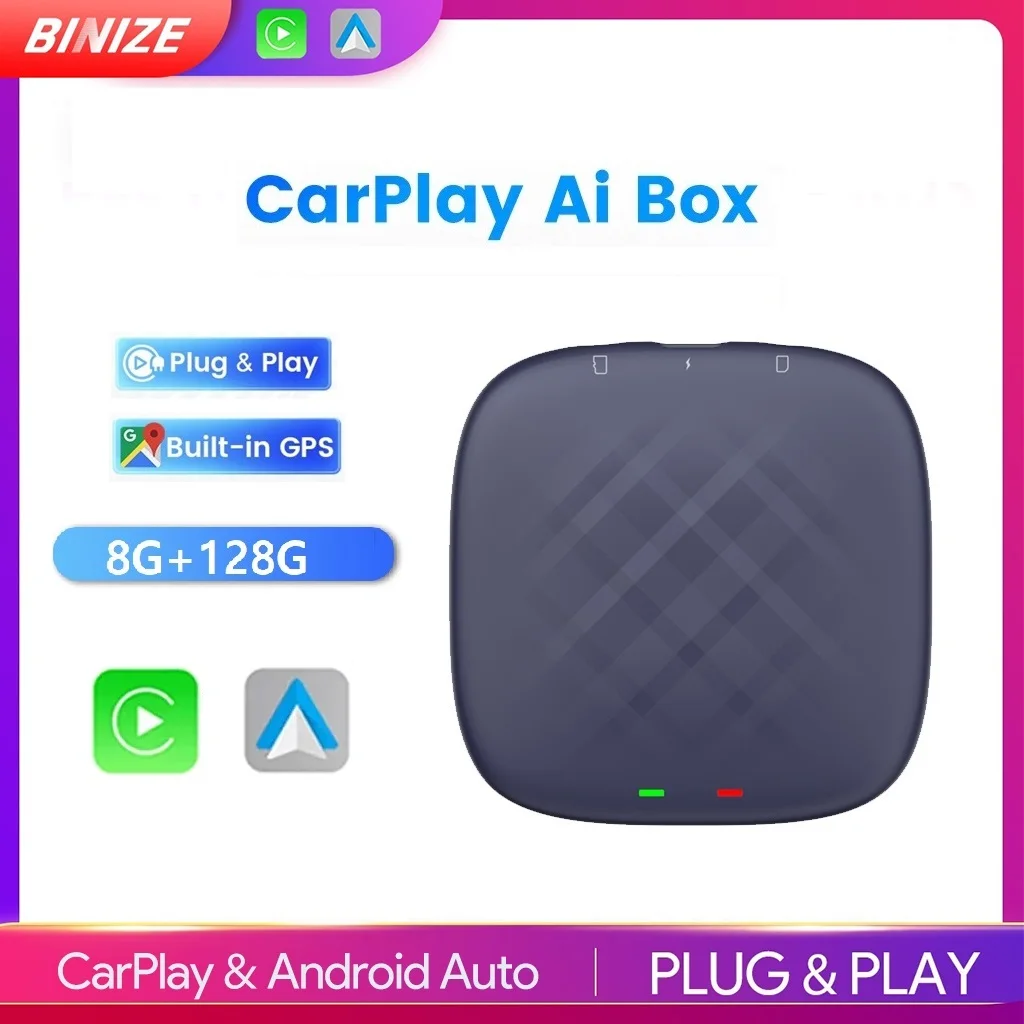 

Binize CarPlay Ai Box Android 13.0 Wireless Android Auto Qualcomm 6125/665 8-Cores 8G+128G 4G WiFi For VW Toyota Kia Volvo