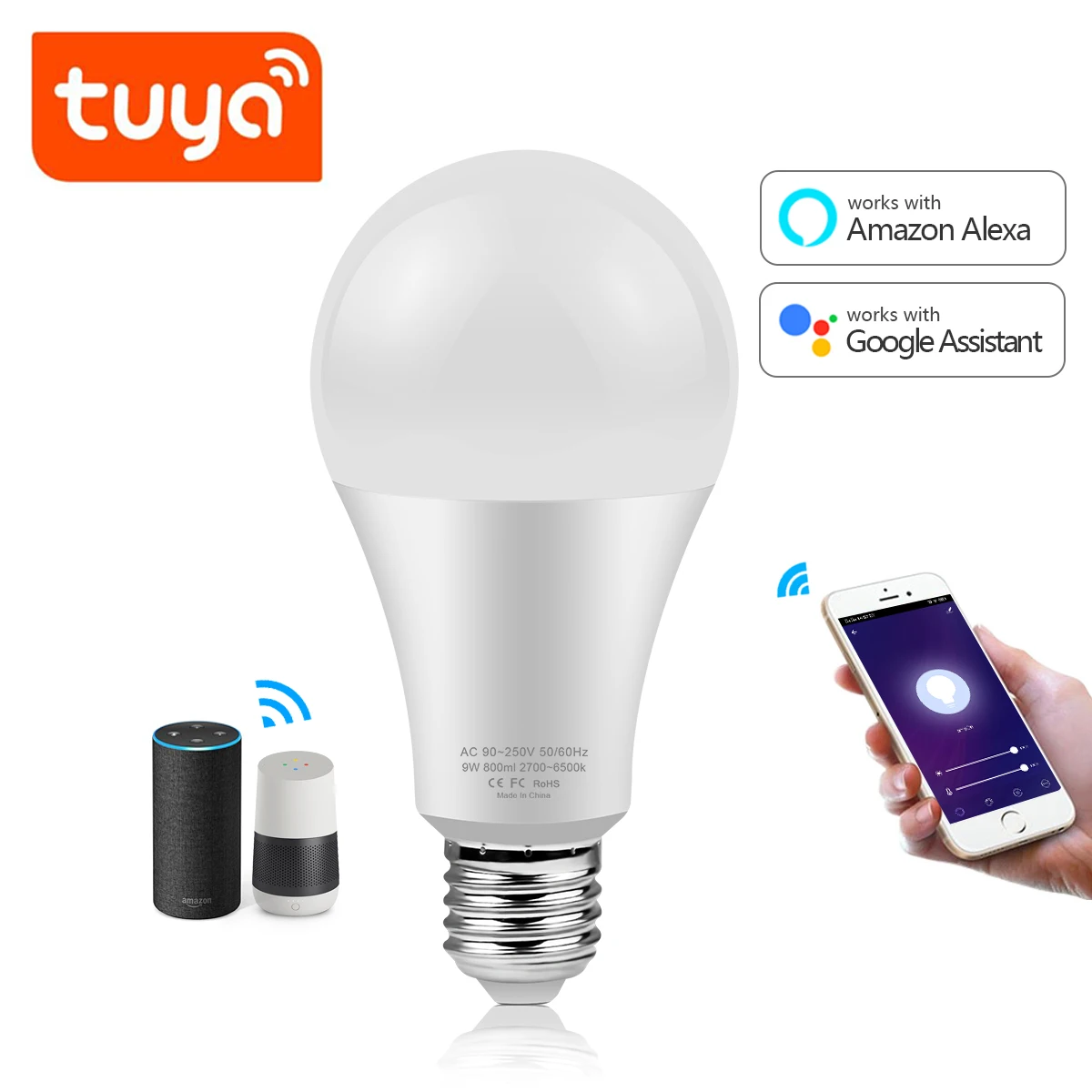 MFI Certified Home Kit E27 RGBW+WW Bluetooth Bulb Smart Wifi Light Bulbs with Apple Homekit Tuya Smart Life Alexa Google Home