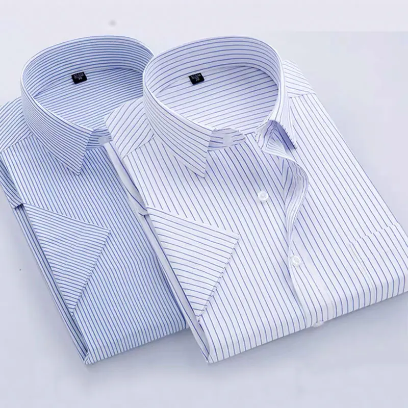 Summer thin men's business social short-sleeved shirt professional formal striped casual non-ironing breathable shirt slim fit 3