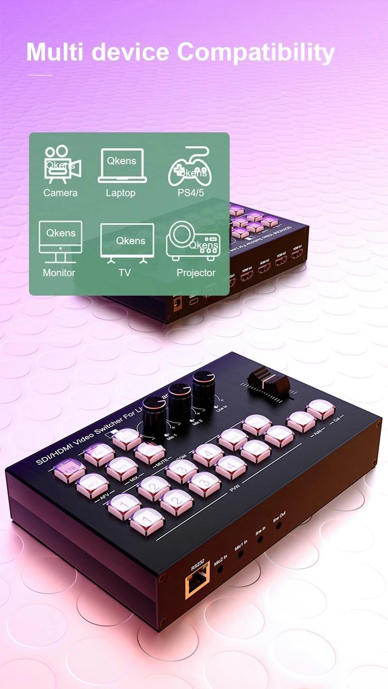 4K 4 Channel HDMI Video Multi Camera Switcher for Live Broadcast Streaming Produ