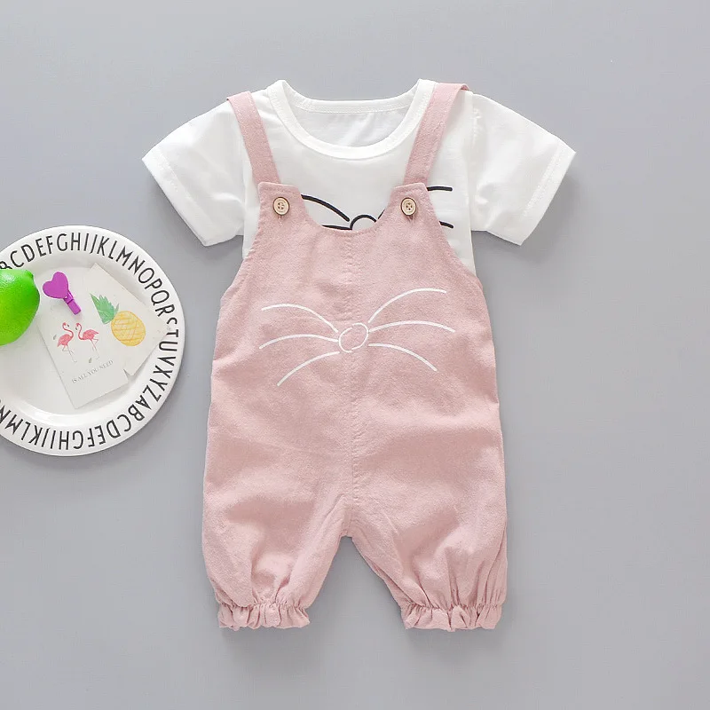 Toddler Girl's 2pc Tee and Overalls 2