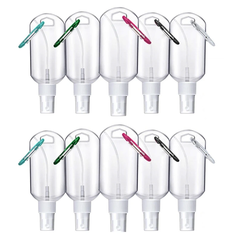 

10Pcs Portable Travel Bottles Spray Bottle Transparent Empty Spray Perfume With Carabiner Keychain