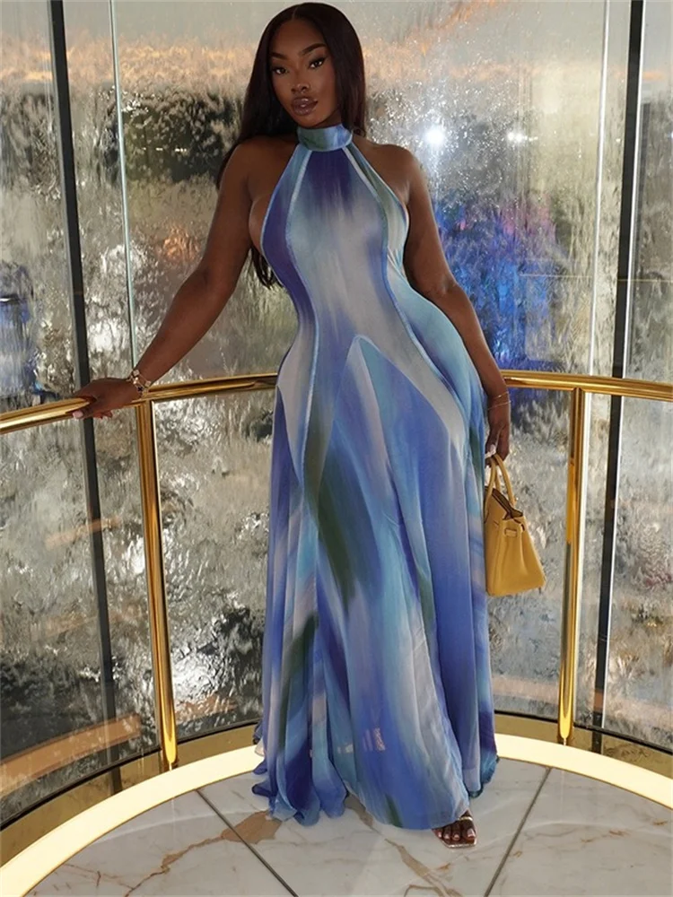 Wmstar Dresses for Women Tie Dye Party Sexy  Bodycon Stretch Maxi Dresses Sweet New in Summer Clothes Wholesale Dropshipping