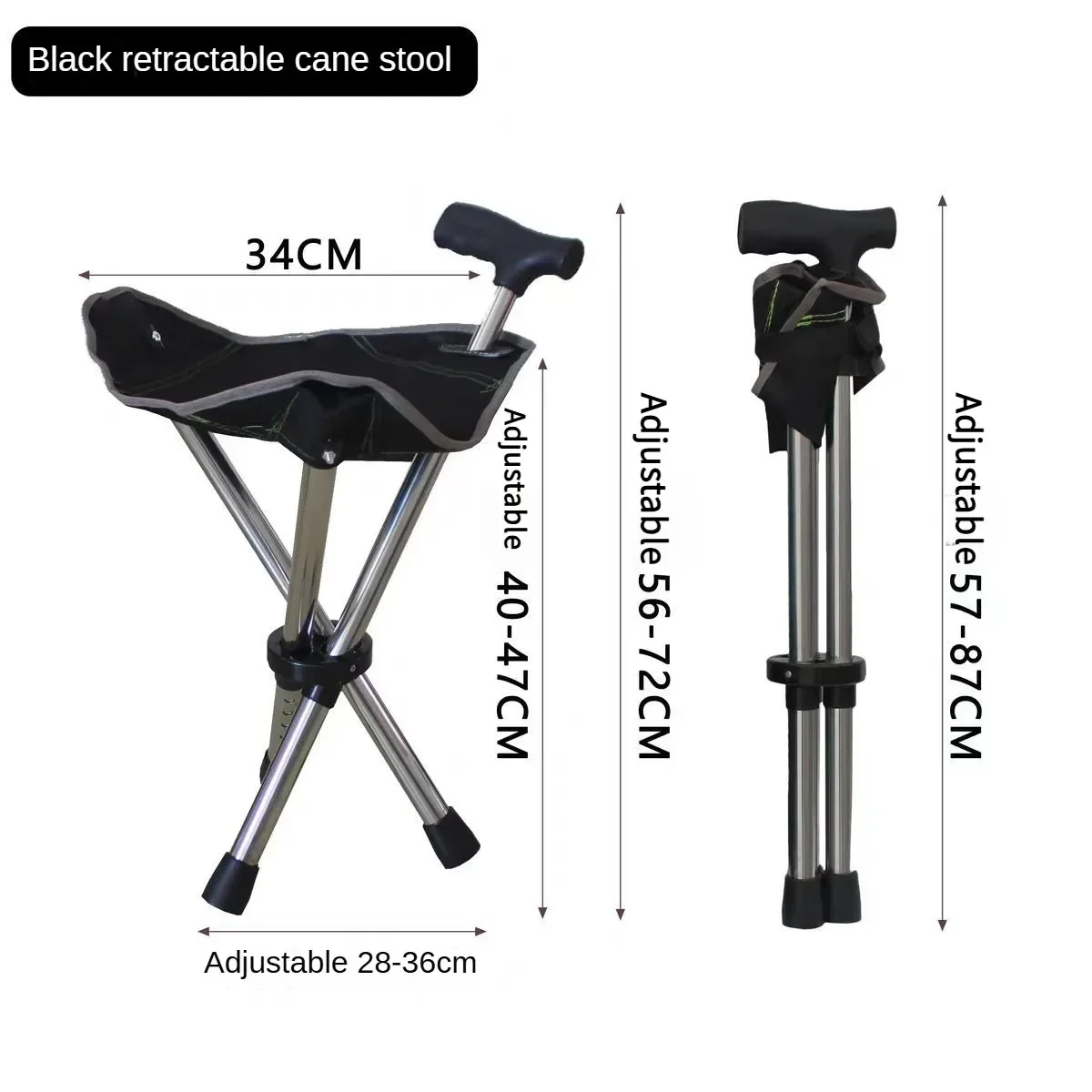 Outdoor Folding Cane with Chair Multifunctional Non-slip Cane Telescopic Chair for The Elderly Mountaineering Pole with Seat