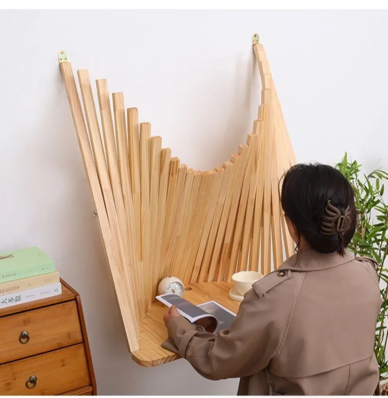 Description Picture 4 of itemSolid Wood Folding Table Simple Living Room Side Tables Coffee Corner Multifunctional Wooden Storage Portable Bedroom Furniture