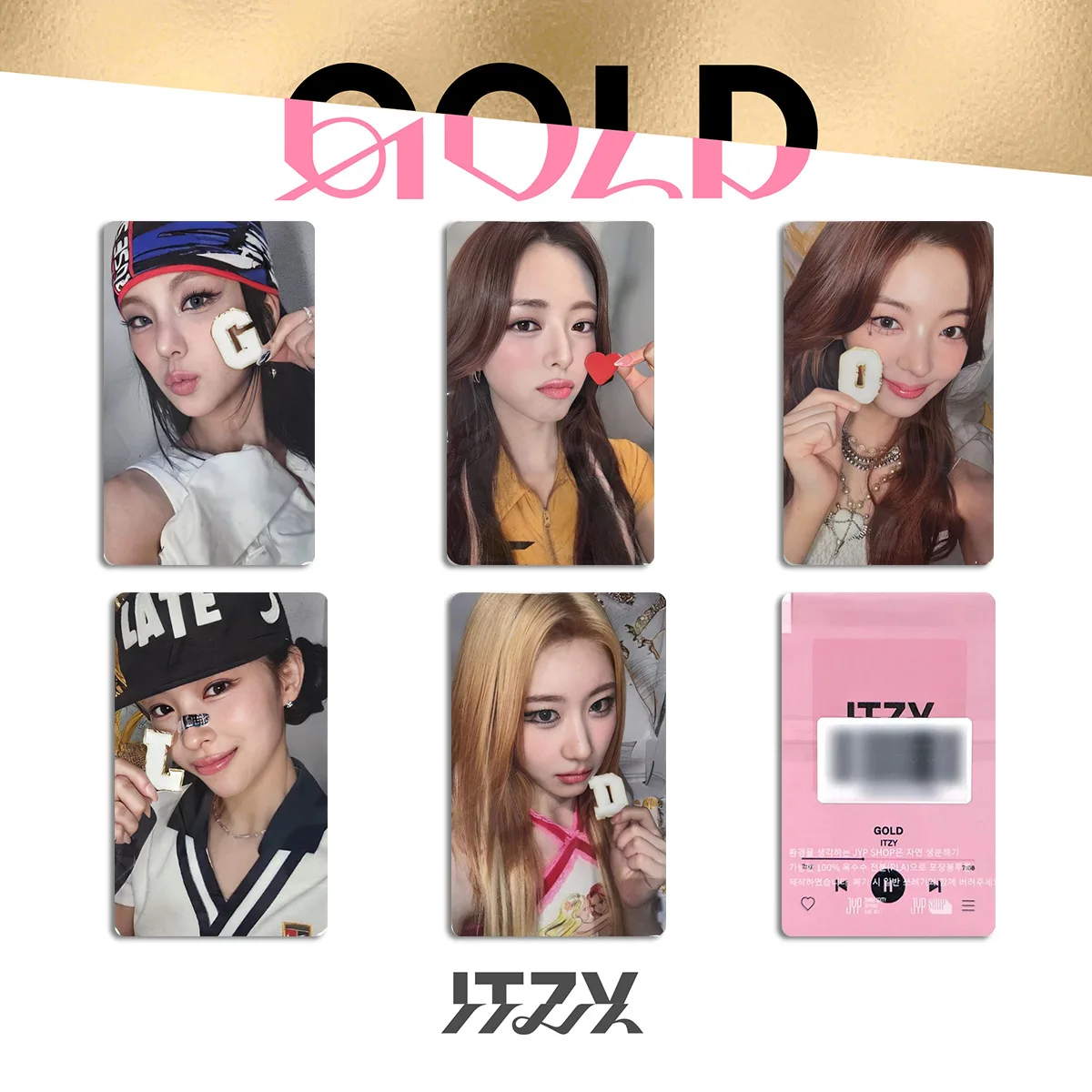 5Pcs/Set KPOP ITZY Album GOLD Postcard Double-Sided Photocards