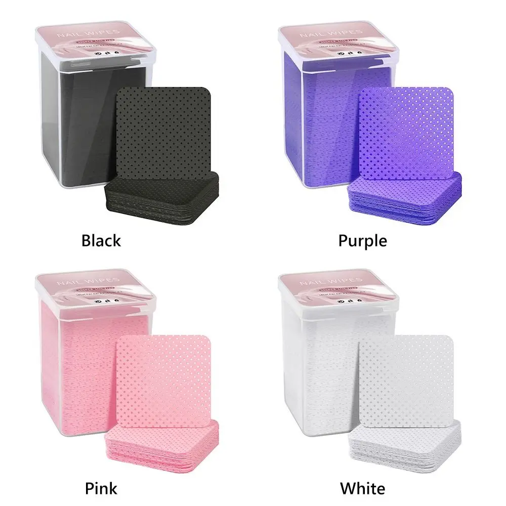 200개/박스 멀티컬러 네일 아트 클리닝 코튼 패드 보풀 없는 사각형 속눈썹 접착제 클리닝 패드 청소 도구 네일 케어 와이프