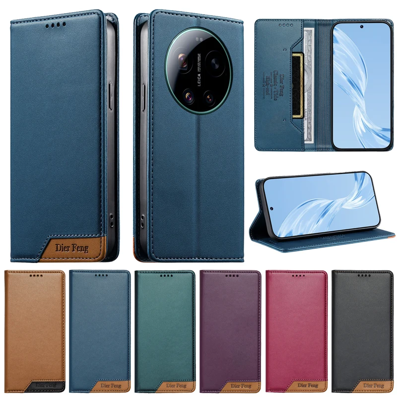 Leather Flip Phone Wallet Case with Magnetic Closure