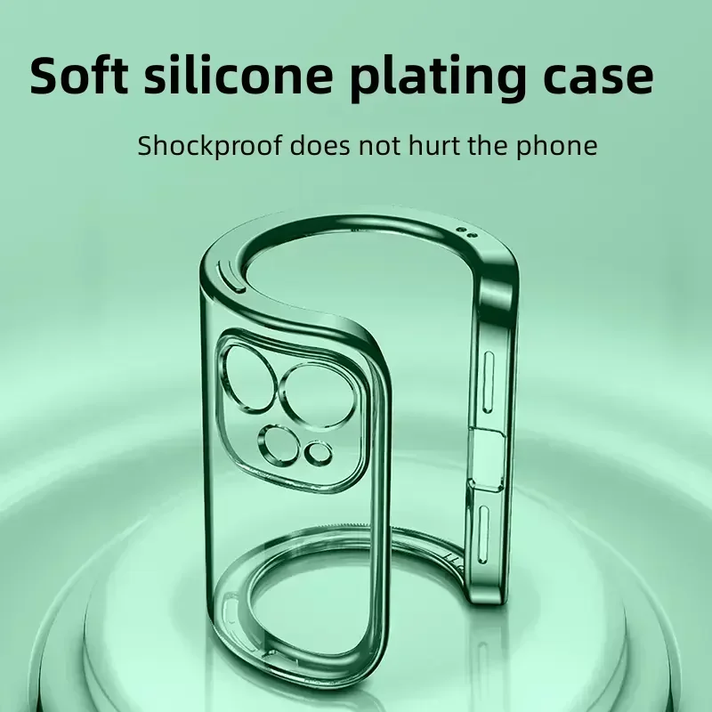 Soft Silicone Transparent Shockproof Case with Electroplated Frame TPU Cover