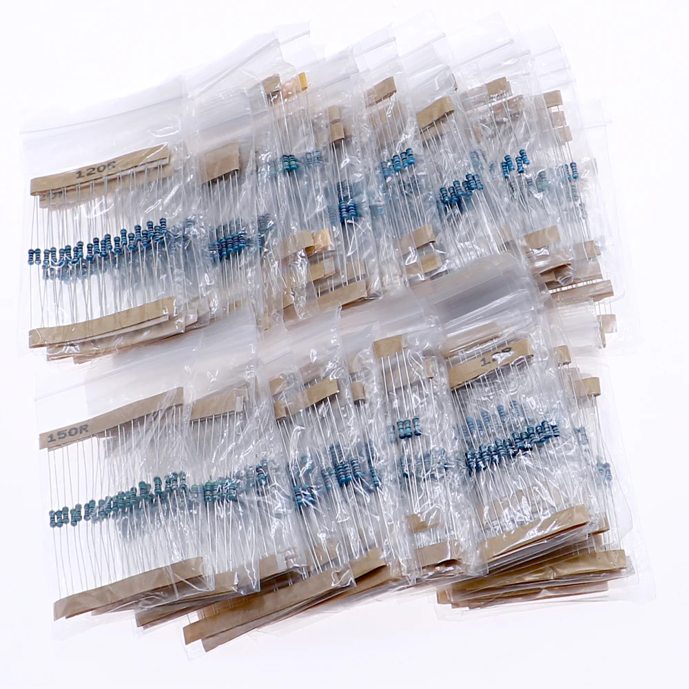 1/8W 1/4W 1/2W 1W 2W Metal Film Resistors Assortment Kit Box 1% Electronic Components resistor package