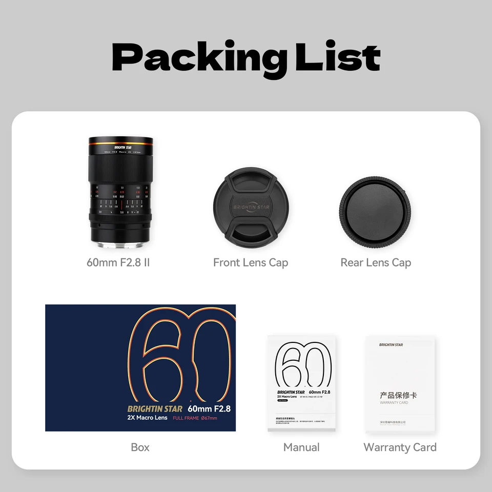Brightin Star 60mm F2.8 II Full Frame Macro 2:1 Magnification