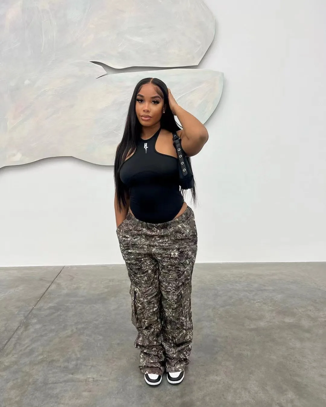 Women'S Trousers Summer Women Streetwear High Waist Cargo Pants With Pockets Lady Casual Camouflage Baggy Straight Wide Leg Pant