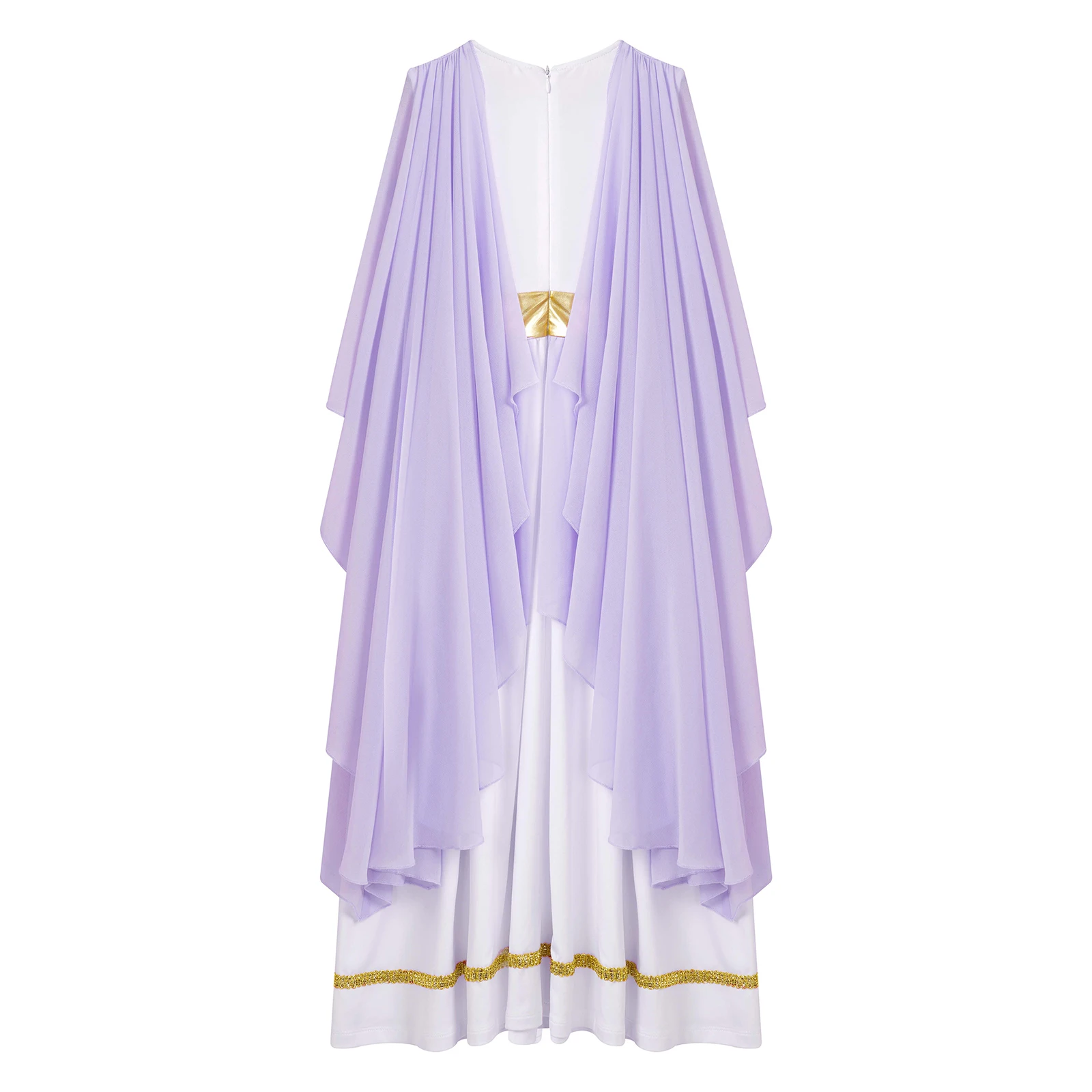 Kids Child Grecian Toga Costume Girls Roman Greek Sleeveless Flowy Tulle Gown Dress Halloween Cosplay Party Performance Costume