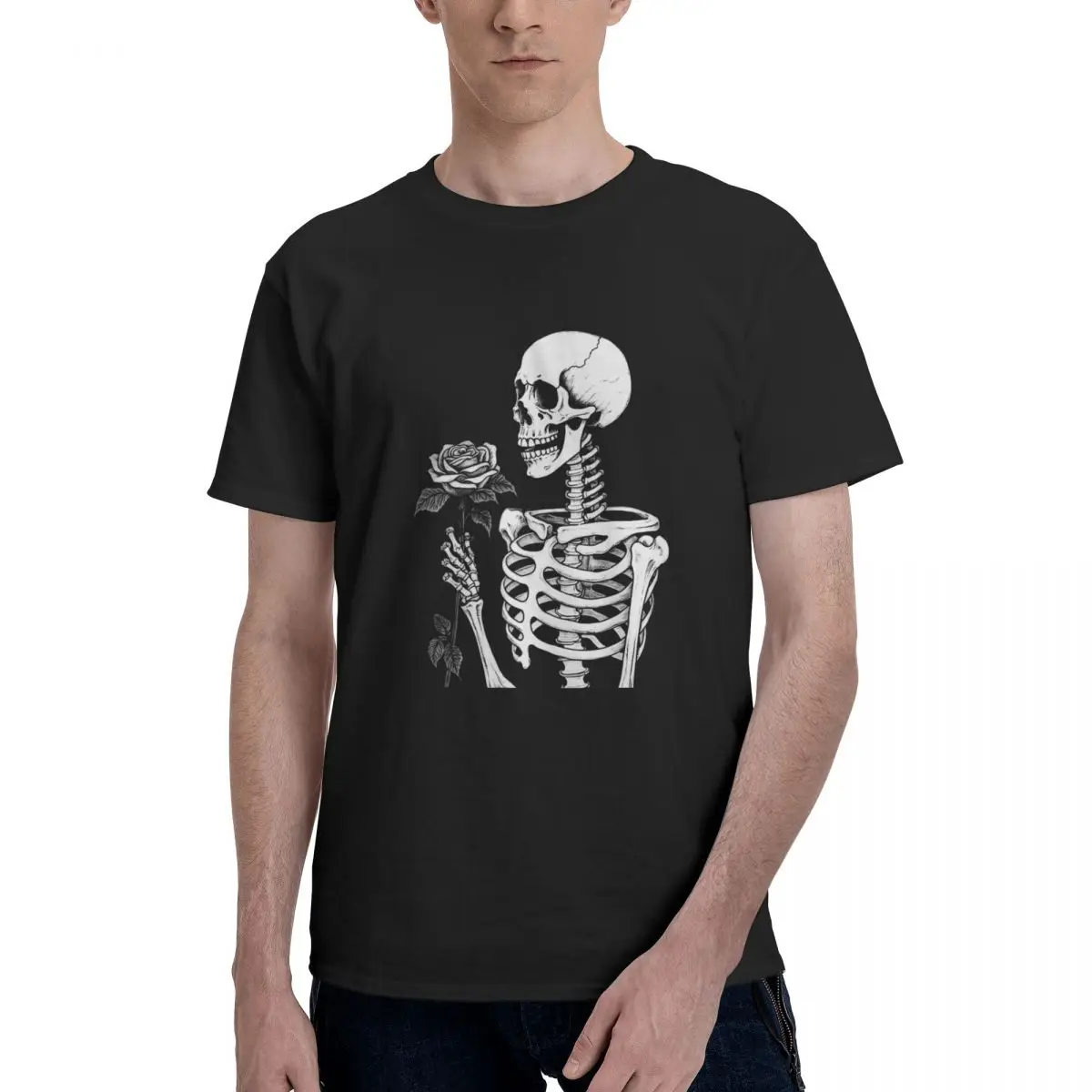 

Rock And Roll Skeleton Skull Boho T-Shirt for Men O Neck Summer Short Sleeve T-Shirt Gift Tees Fashion Tops