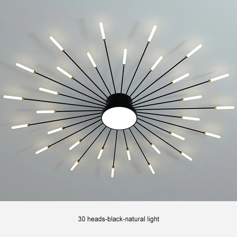 

Modern Style LED Chandelier For Living Room Bedroom Dining Room Kitchen Lounge Ceiling Lamp Gold Fireworks Design Natural Light