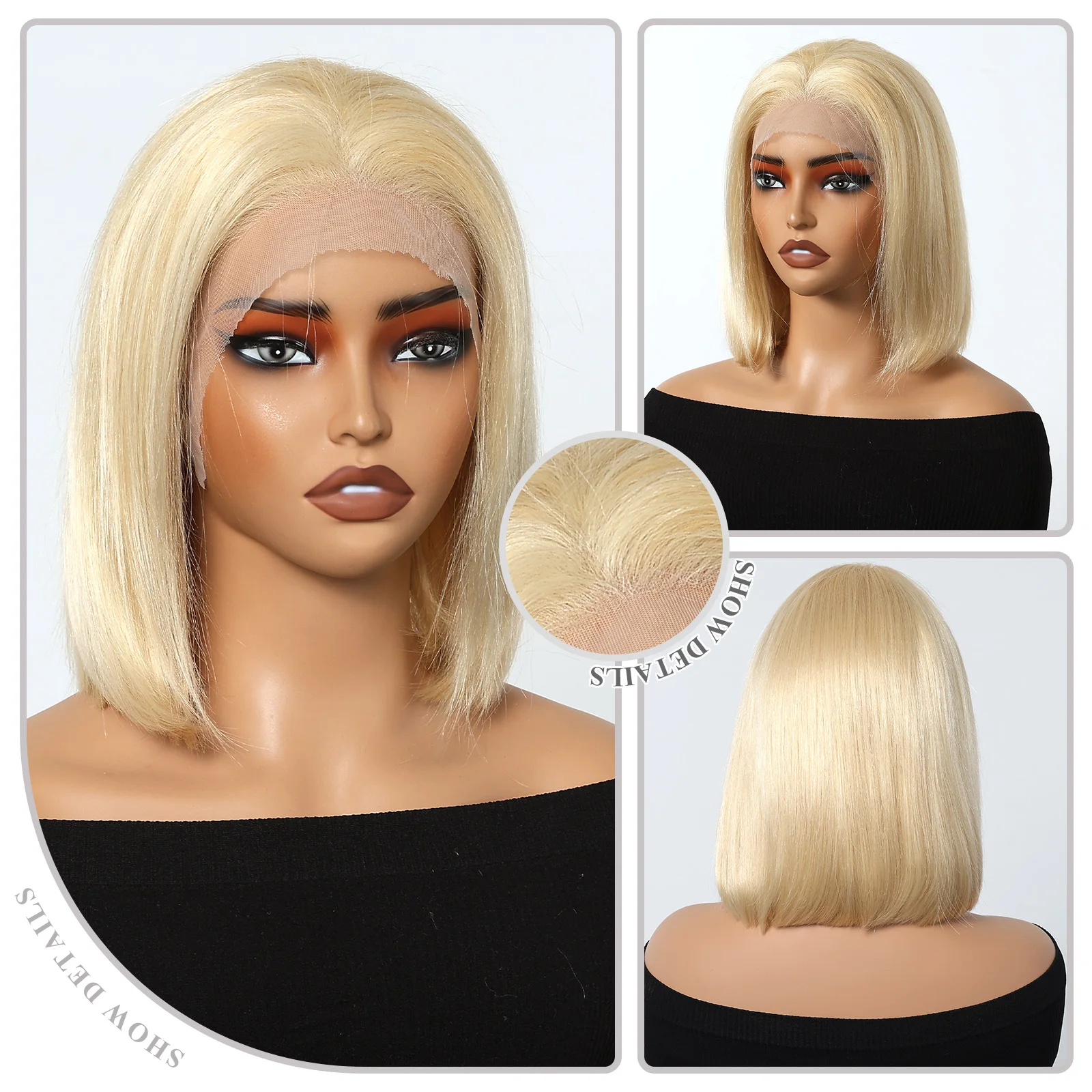 Honey Blonde Human Hair Wigs 13X4 Transparent Lace Frontal Short Straight Bob Remy Human Hair Wig for Women Brazilian Daily Use