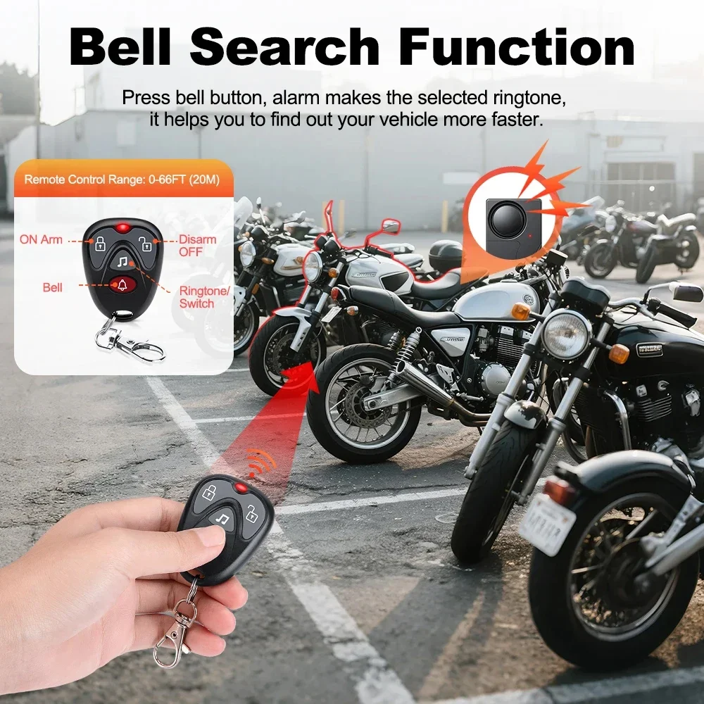 Awapow Wireless Vibration Alarm with Remote Control – 110dB Loud Anti-Theft Security for Bikes, Doors, and Windows