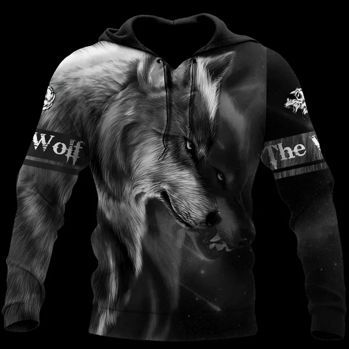 thumbnail image 1 of Sudadera con capucha para hombre, otoño e invierno, estampado 3D de lobo animal, manga larga, holgada, moda urbana, ropa para hombre 6XL, 1 of 4