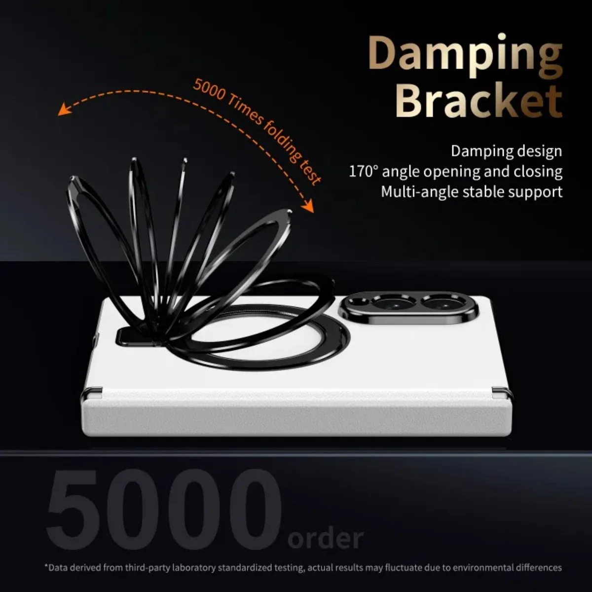 Magnetic Hinge Protection Case with Screen Protector & Rotating Ring Holder