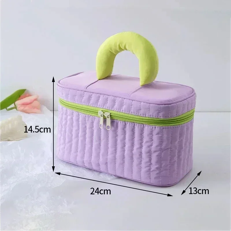 Custodie per la conservazione della bellezza portatili semplice contrasto colore quadrato triangolo custodia per il trucco borsa da viaggio borsa da toilette borsa per cosmetici - immagine 5