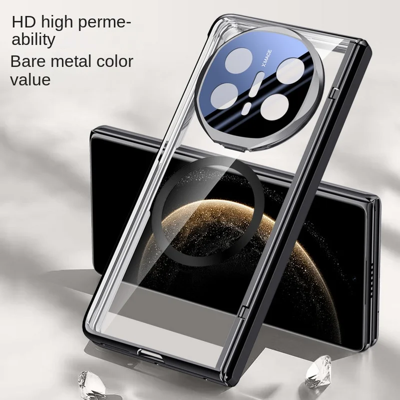 Magsafe Transparent Privacy Tempered Glass Case with Spring Hinged Holder