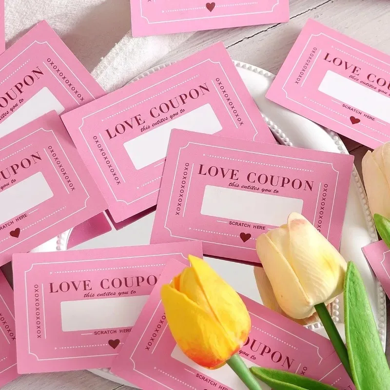 Romantic Scratch-Off Card Vouchers for Couples - Perfect for Date Nights, Weddings, Birthdays, and Anniversaries Gifts (10/50 Pack)