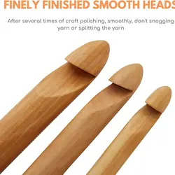 Giant Bamboo Crochet Hooks Set with Portable Case - Ideal ( Light Yellow)