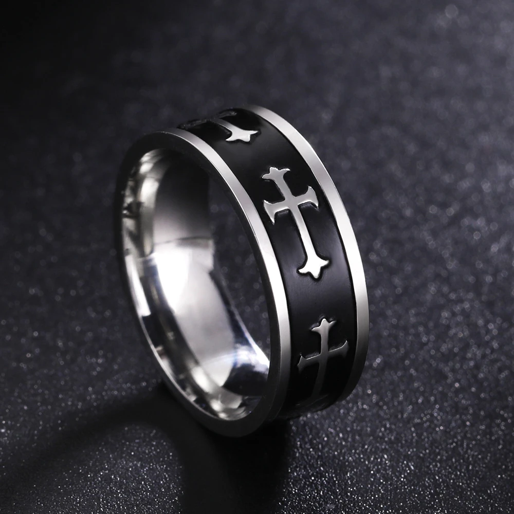 Teamer Men's Stainless Steel Ring Vintage Cross JESUS Rings for Women ...
