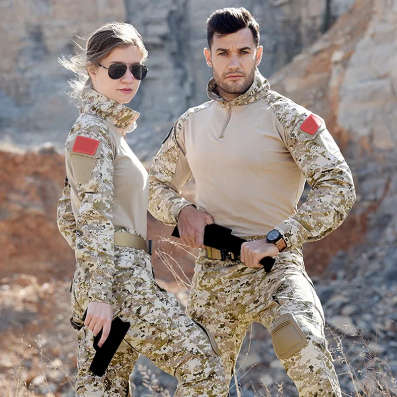 

Outdoor Tactical Combat Shirt Men Clothing Military Uniform Military Camouflage Shirts Cargo Pants Elbow Knee Pads Suits Hunting