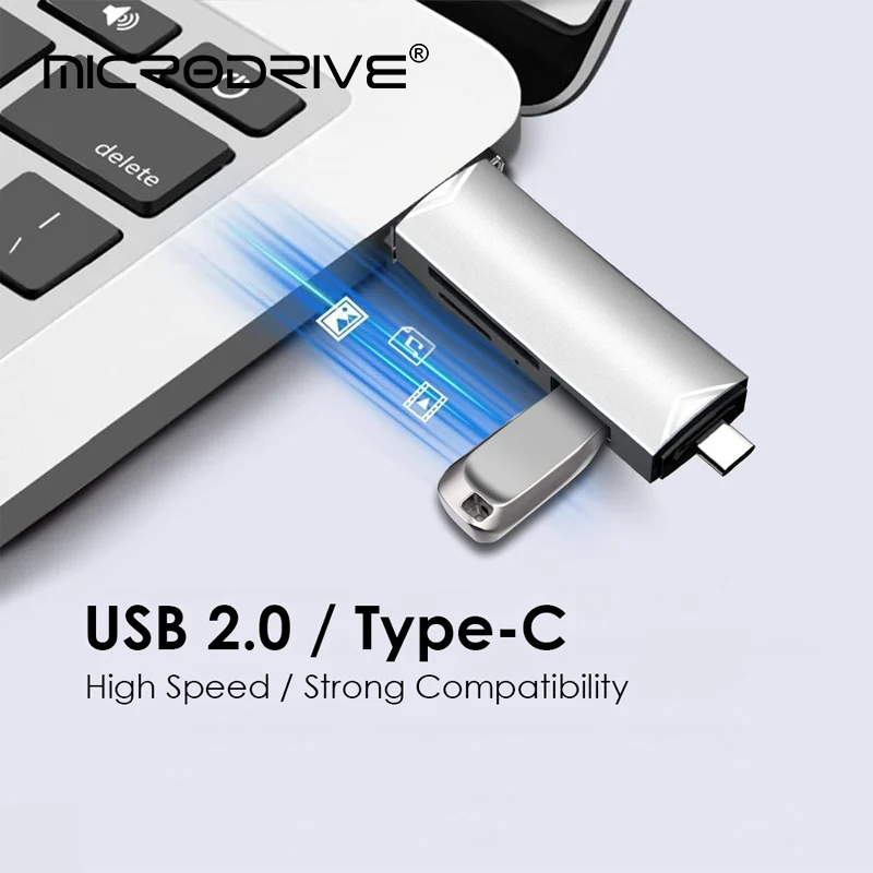 Otg C타입 카드 리더, USB 2.0 마이크로 SD 미니 OTG 어댑터, TF USB 플래시 드라이브 변환기, 휴대폰 액세서리, 6 in 1
