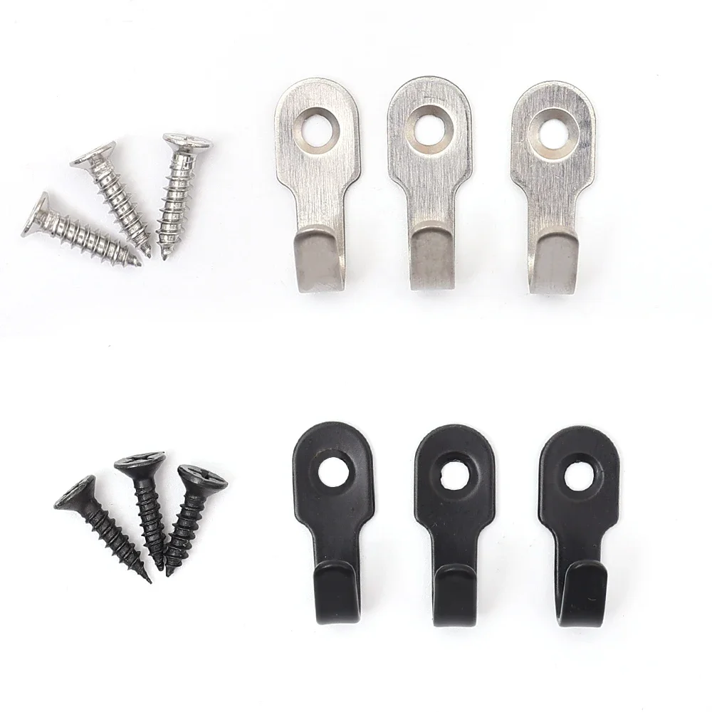 20/1Set Mini J-shaped Hook with Screw Stainless Steel Items Key Rack Wall Punching Hooks Kitchen Accessories Bathroom Hardware