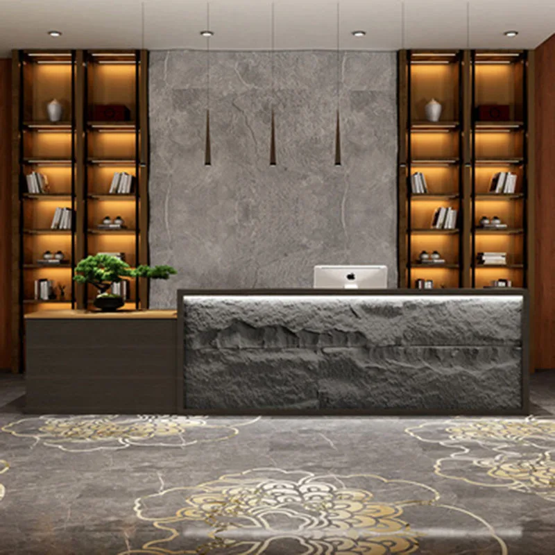 Reception Bank Home Counter Elegant Office Desk Tempered Glass Restaurant Front Table Professional Aesthetic Modern Furniture