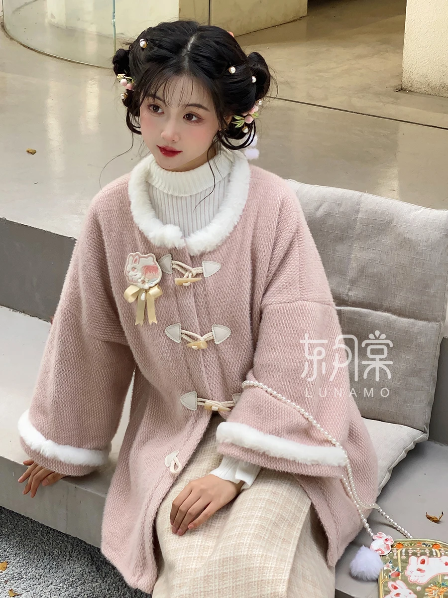 

Ming round Neck National Style Daily Velvet Coat Autumn and Winter Han Elements Hanfu