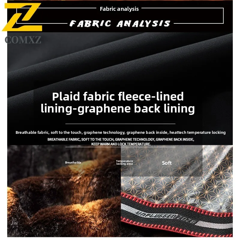 Men's Graphene Winter Coat Thermal Lined Hooded Puffer Jacket Windproof Waterproof Detachable Fur Collar Thickened Outdoor Parka