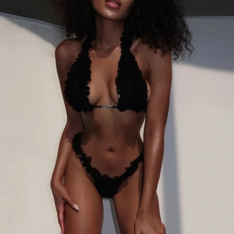 Sexy Swimwear Open Umbilical White Women's Swimsuit Black Sheer