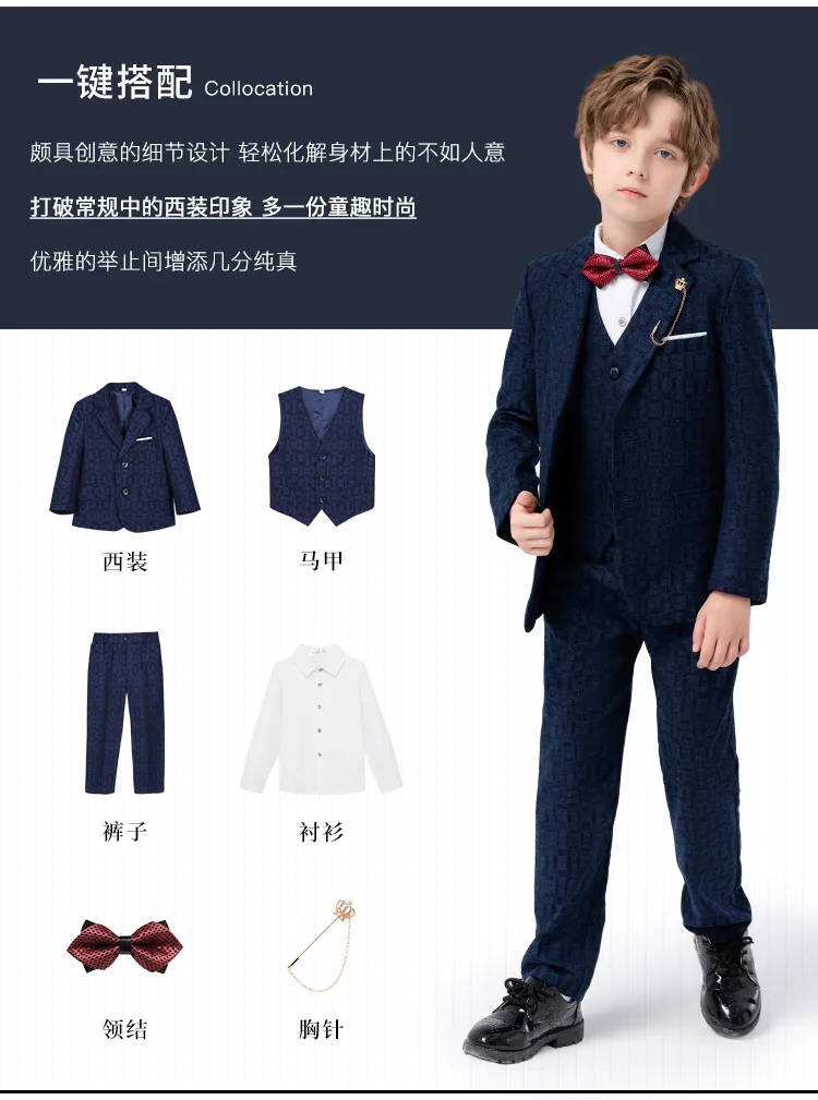 Grau 1-14 Jahre Kinder Hochzeitsanzug für Jungen Teenager Jungen Anzüge Outfits Set Frühling Herbst Junge formelle Leistung Kostüm Anzug Set – Detail 5