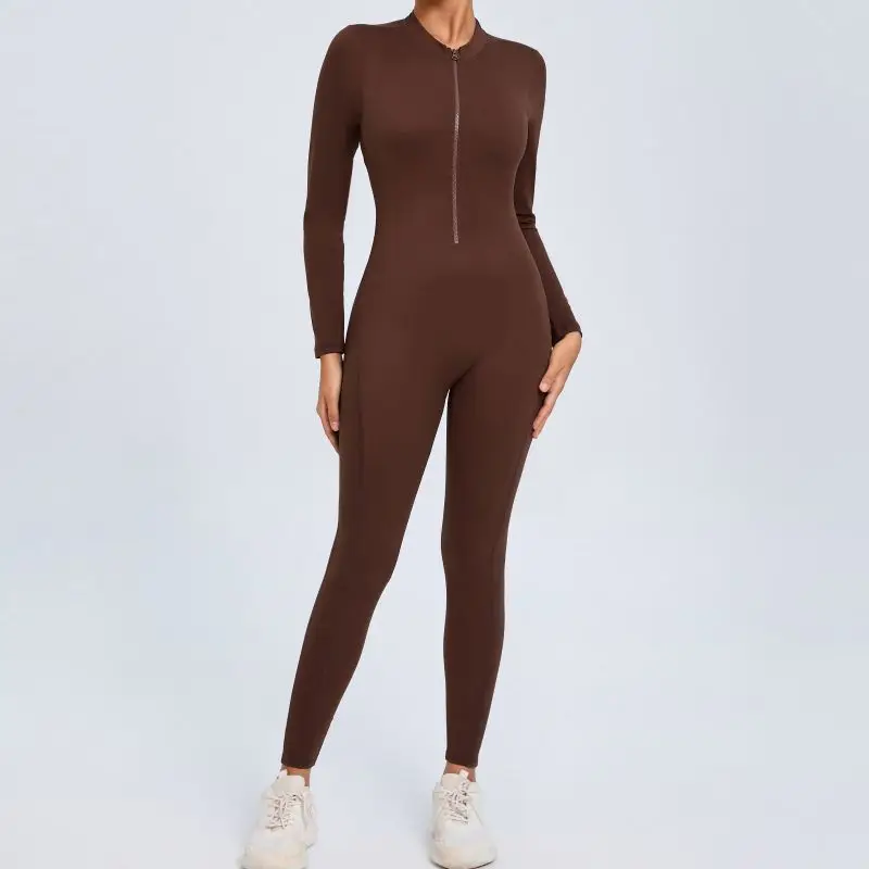 One-piece Sport Yoga Jumpsuit Long Sleeve Zipper Bodycon Women Outfit Fitness Gym Suit Workout Clothes for Women Sportwear Set yoga set sports set gym workout set sportswear set fitness set sports bra set yoga pants set fitness jumpsuit fitness one piece wear